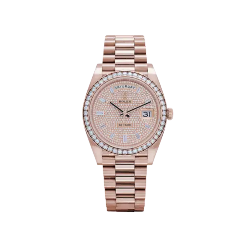 Rolex Day-Date 40 Rose Gold Synthetic Stone Dial Synthetic Stone Bezel – Ref. 228345RBR