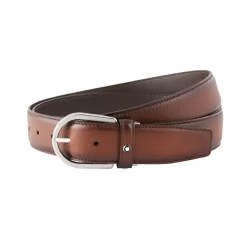 Horseshoe Buckle Brown 35 Leather Belt
